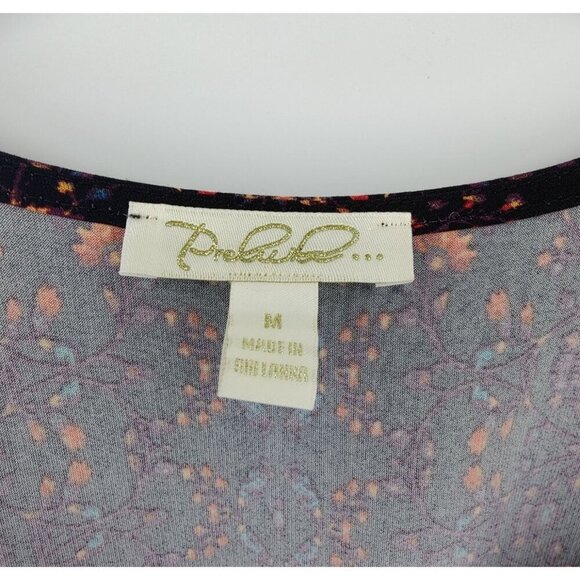 Prelude Black Dress Lace Bell Sleeves with Floral Print SIze M - Picture 2 of 12